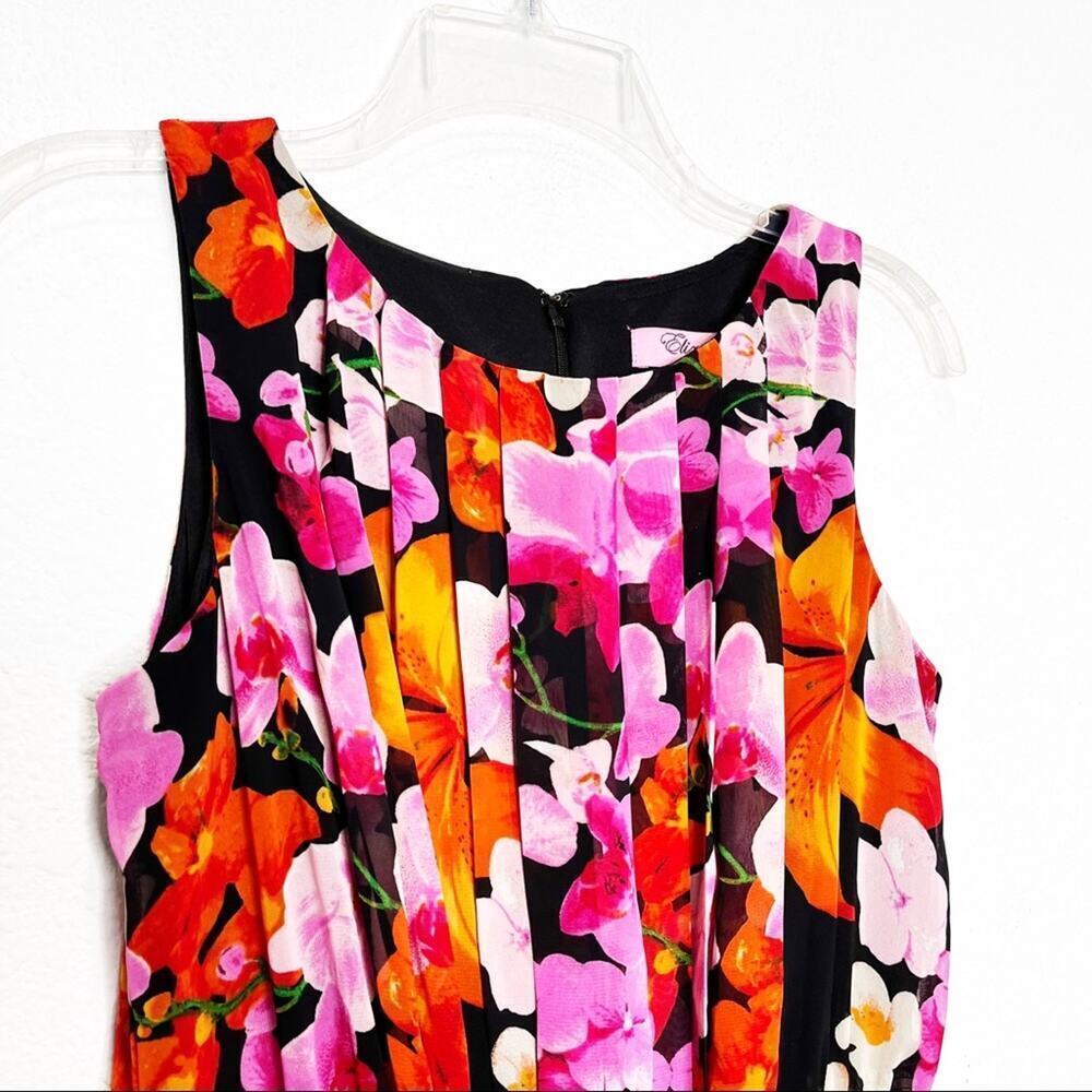 Eliza J Floral Chiffon Sleeveless Pleated Maxi Dress 4 Sheath - Picture 3 of 10